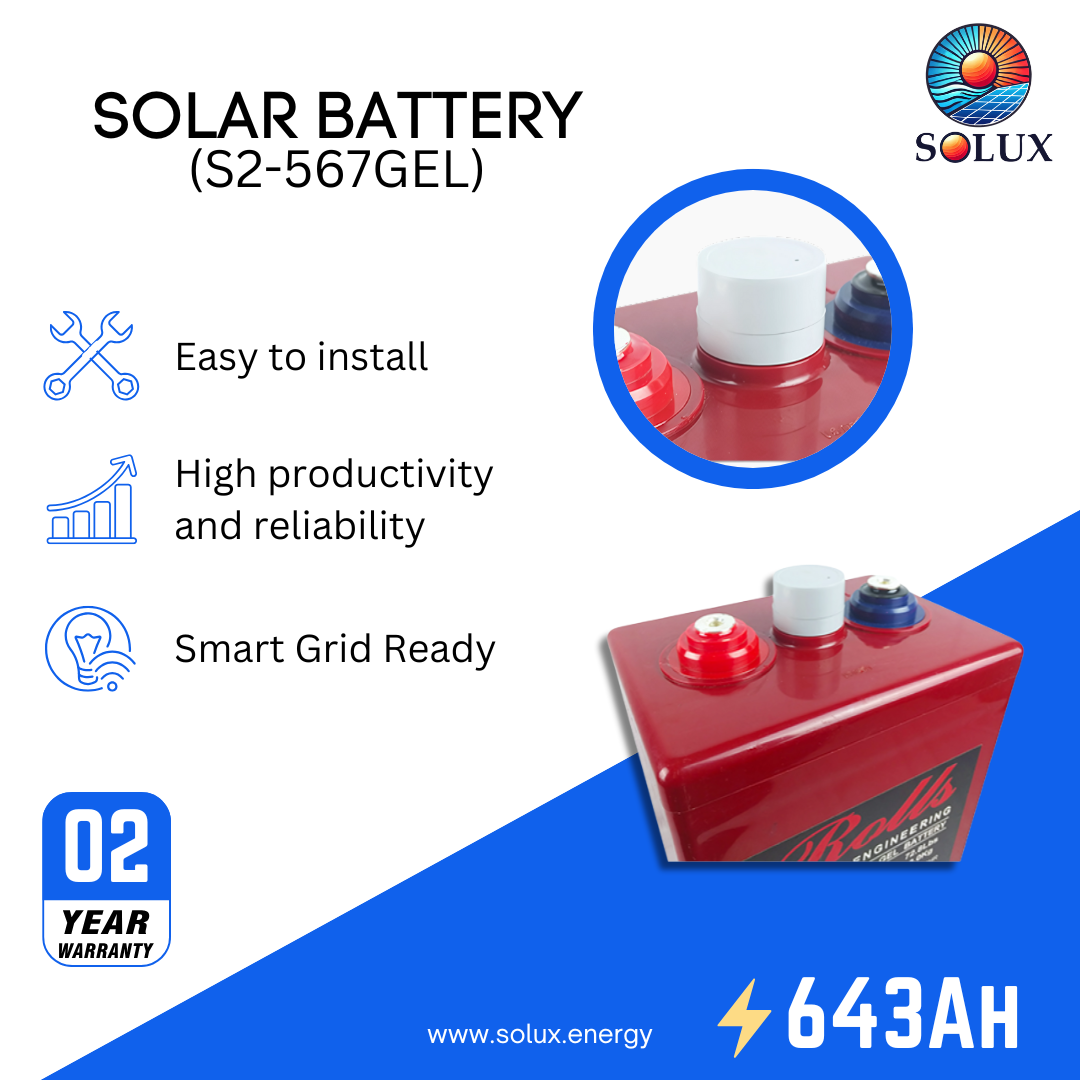 This is an image of Rolls Surrette S2-567GEL 2VDC 643Ah Deep Cycle GEL Battery